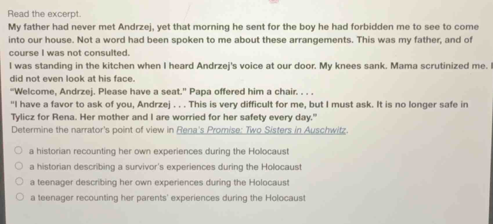 read the excerpt. my father had never met andrzej, yet that morning he …