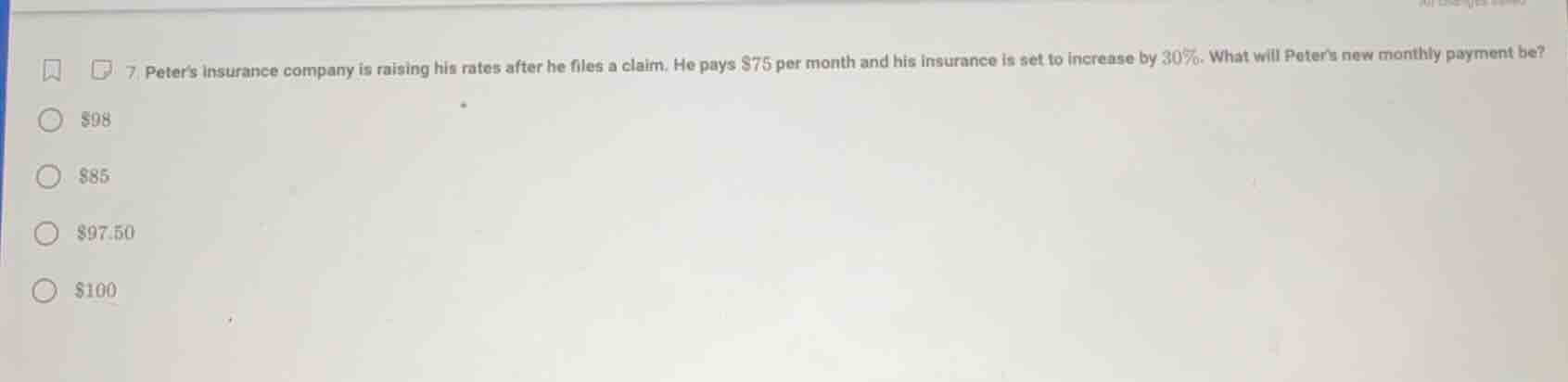 7. peters insurance company is raising his rates after he files a claim…
