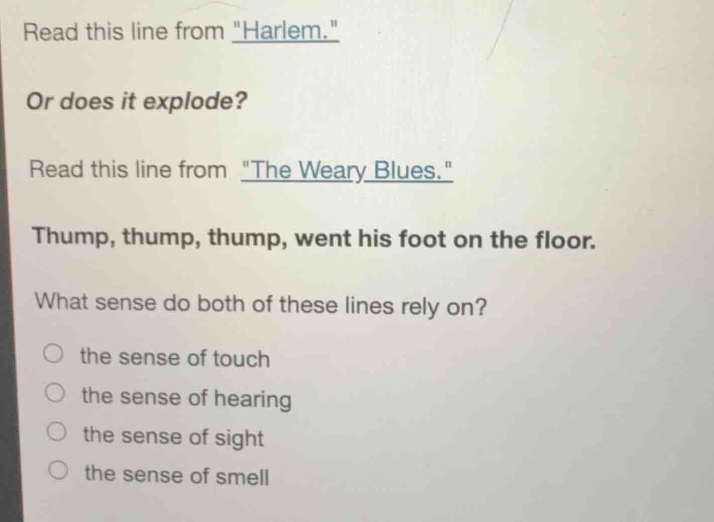 read this line from \harlem.\ or does it explode? read this line from \…