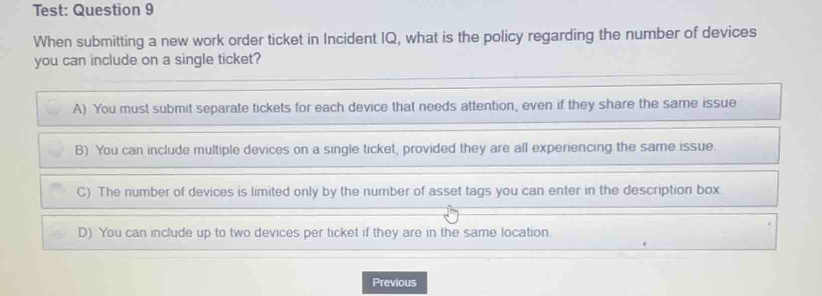 test: question 9 when submitting a new work order ticket in incident iq…