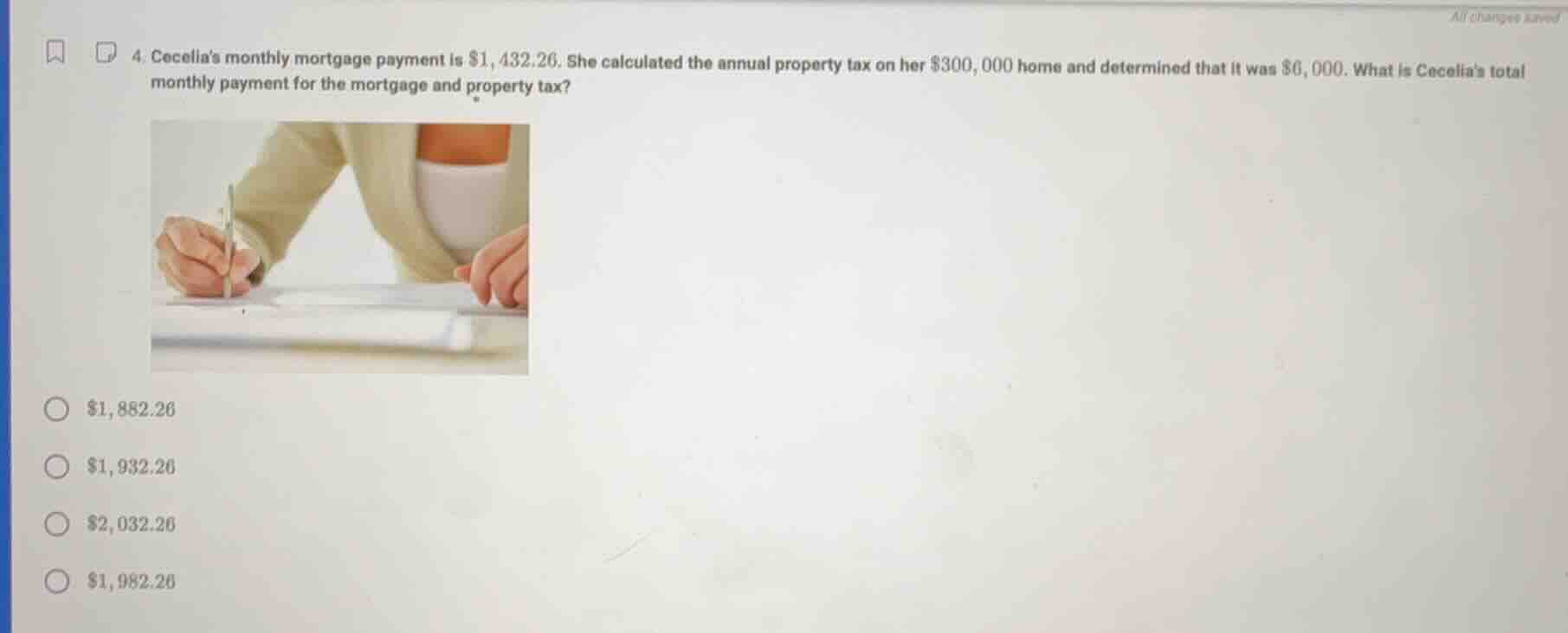 4. cecelias monthly mortgage payment is $1,432.26. she calculated the a…