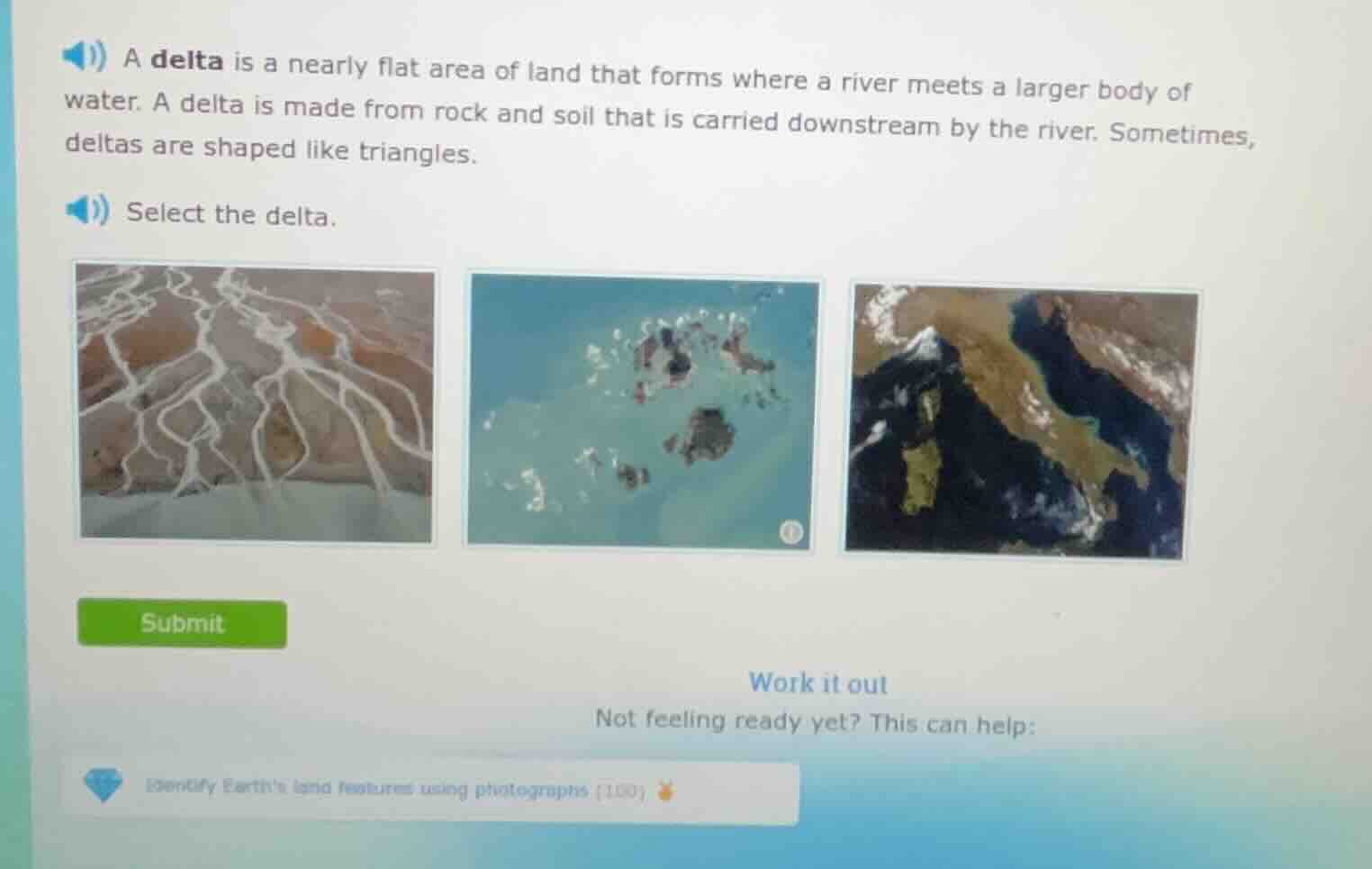 a delta is a nearly flat area of land that forms where a river meets a …