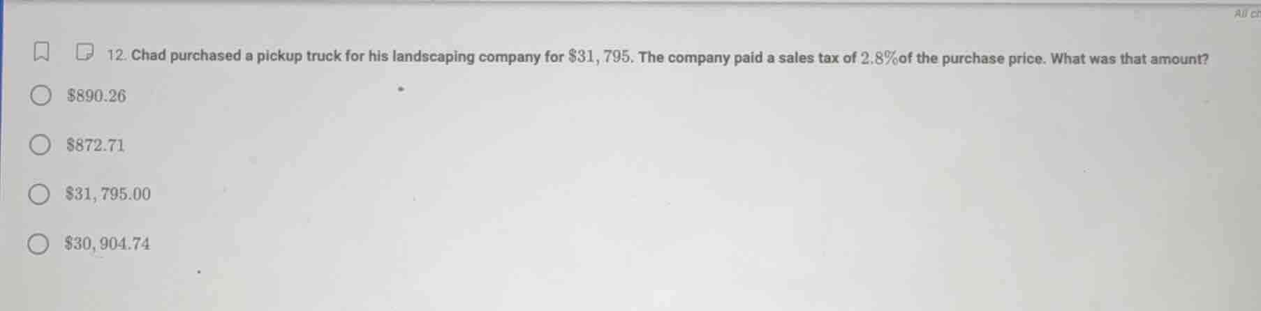 12. chad purchased a pickup truck for his landscaping company for $31, …