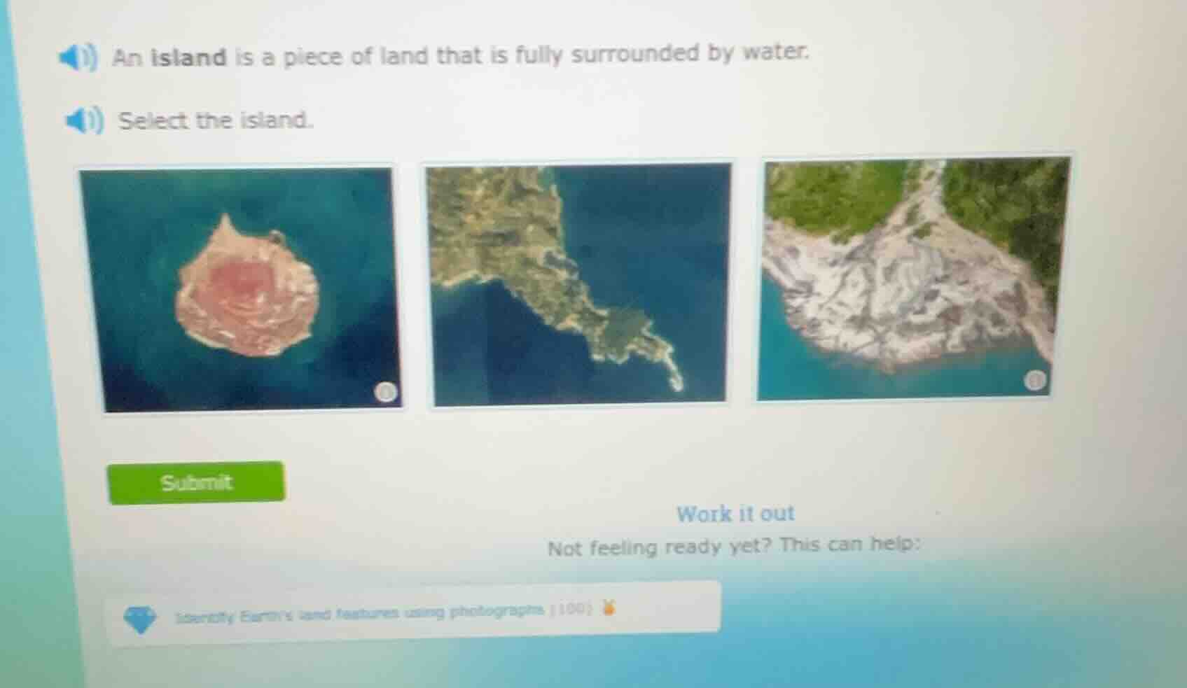 an island is a piece of land that is fully surrounded by water. select …