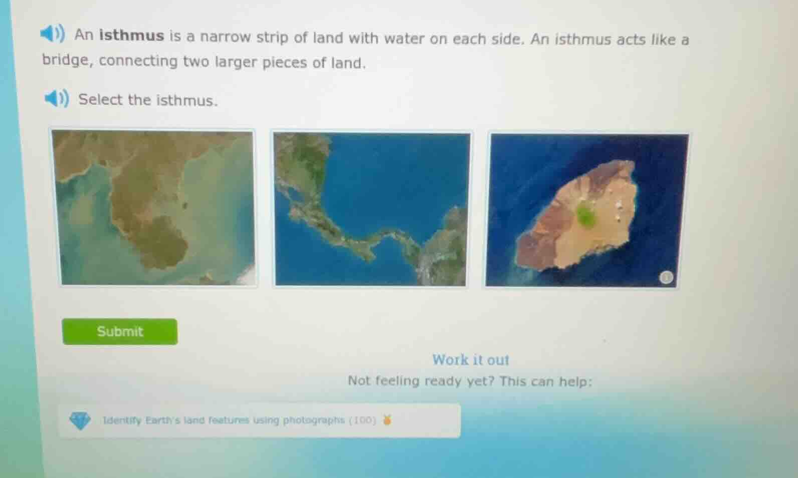 an isthmus is a narrow strip of land with water on each side. an isthmu…