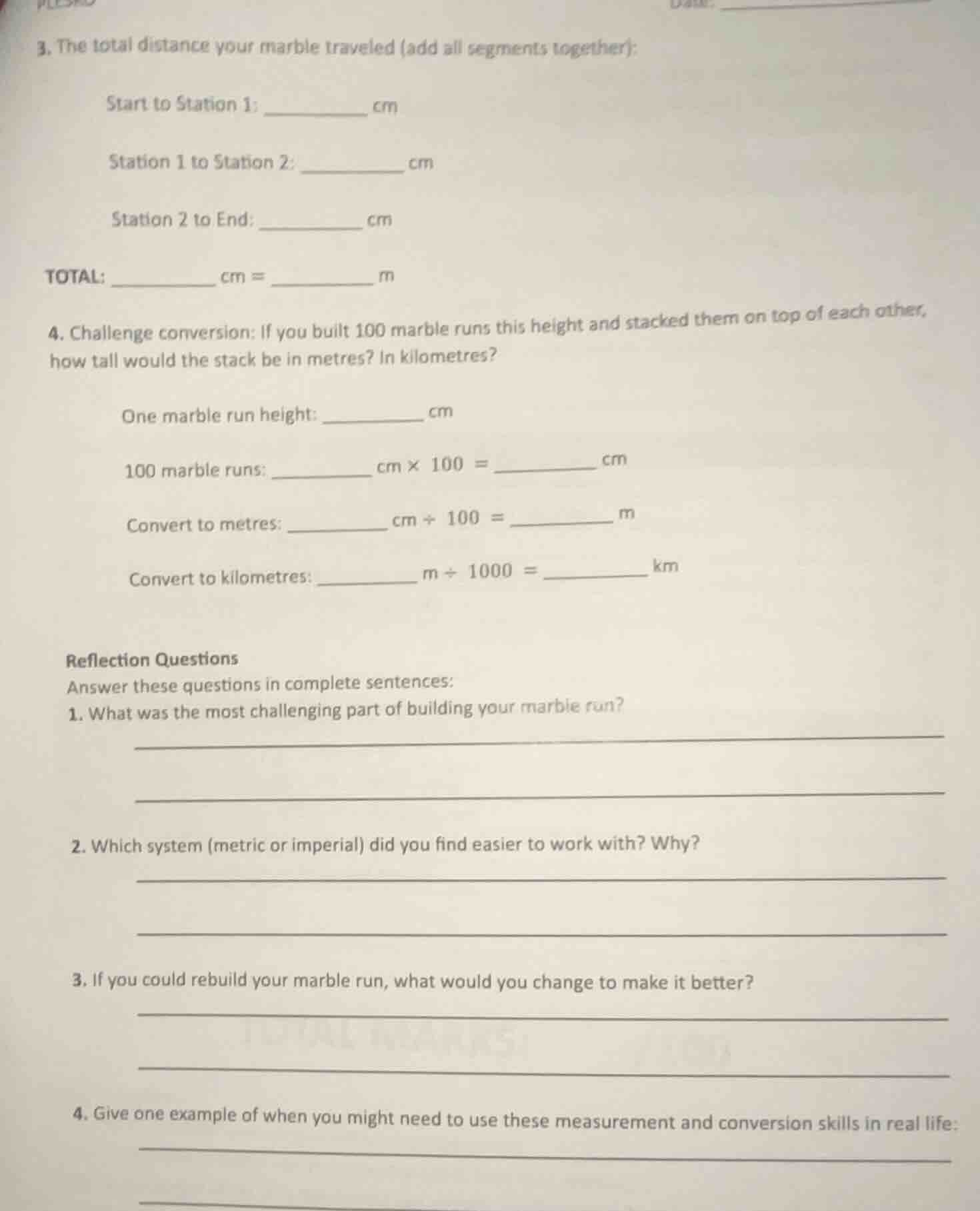 3. the total distance your marble traveled (add all segments together):…