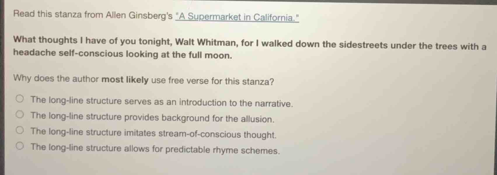 read this stanza from allen ginsbergs \a supermarket in california.\ wh…