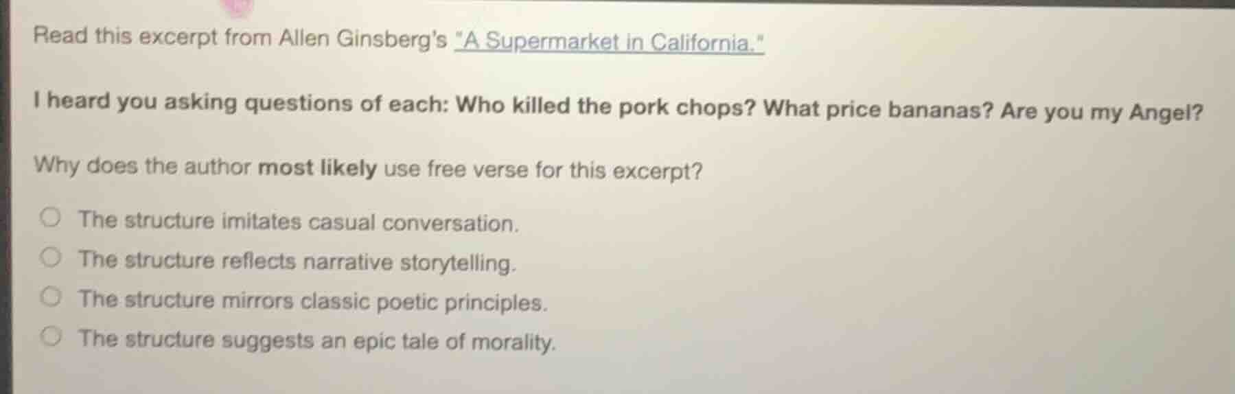 read this excerpt from allen ginsbergs \a supermarket in california.\ i…
