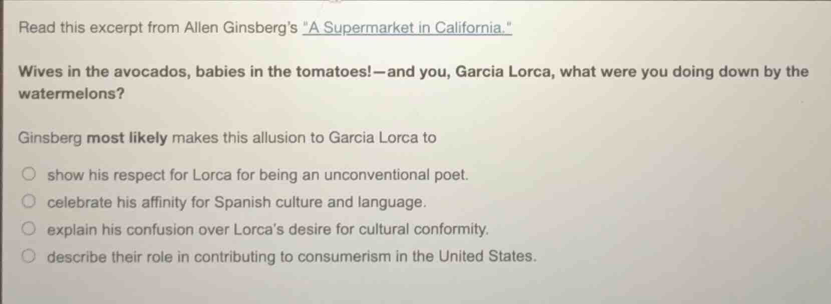 read this excerpt from allen ginsbergs \a supermarket in california.\ w…