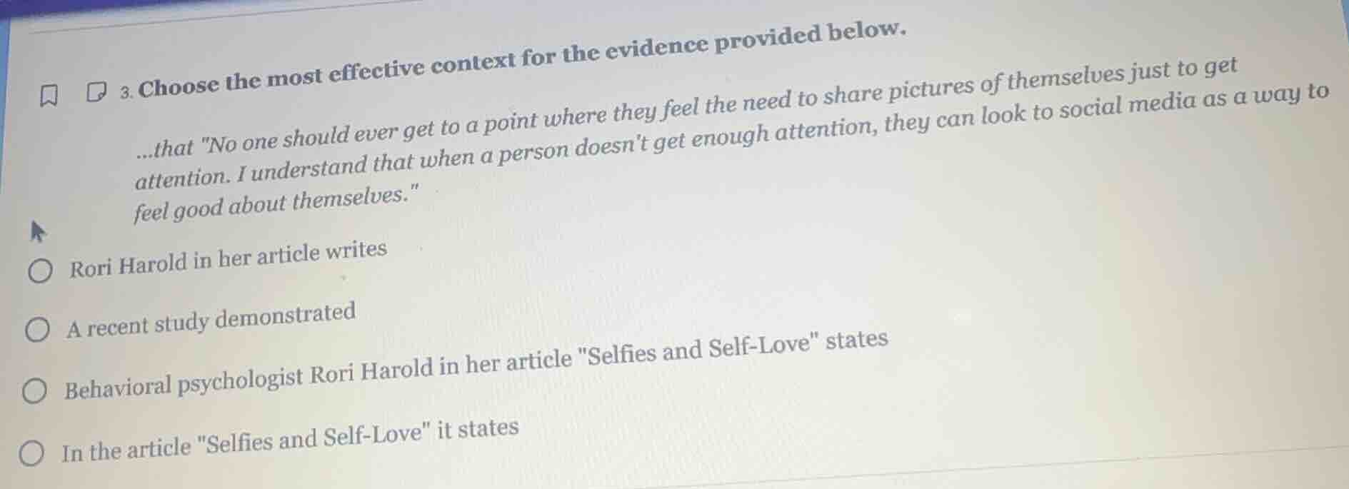 3. choose the most effective context for the evidence provided below. .…