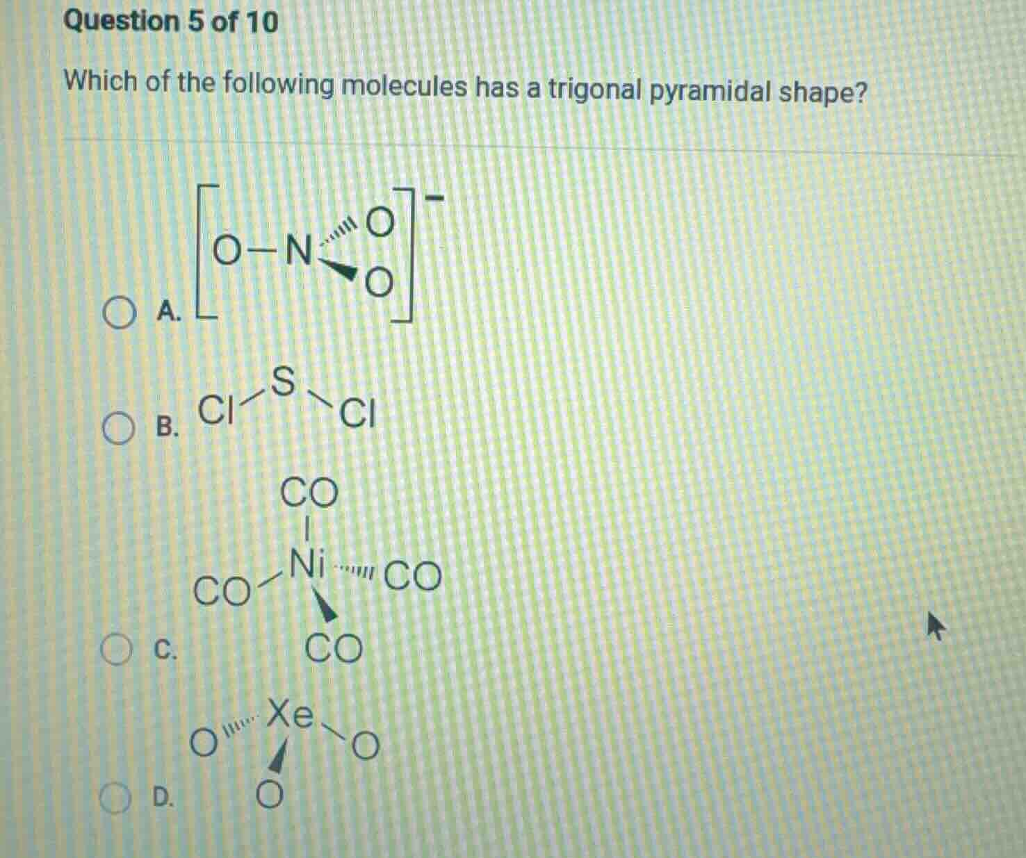 question 5 of 10 which of the following molecules has a trigonal pyrami…