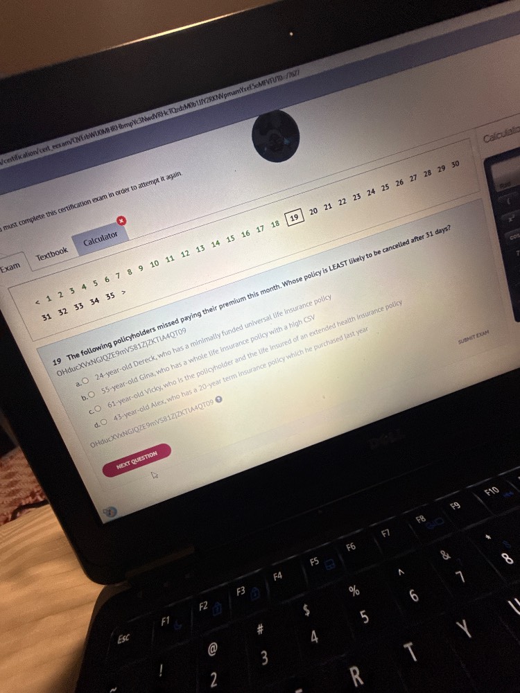 19 the following policyholders missed paying their premium this month. …