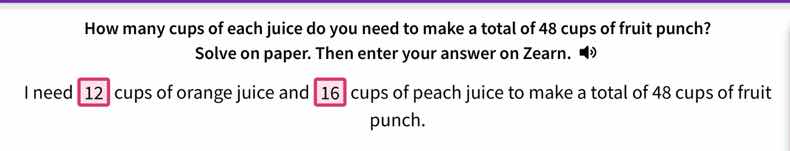 how many cups of each juice do you need to make a total of 48 cups of f…