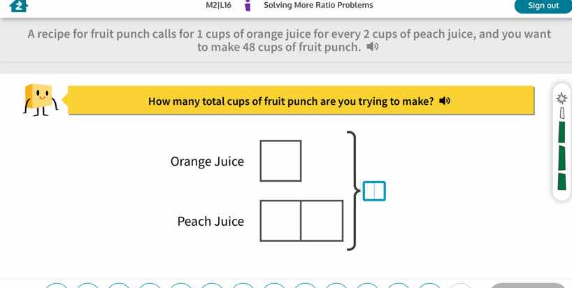 a recipe for fruit punch calls for 1 cups of orange juice for every 2 c…