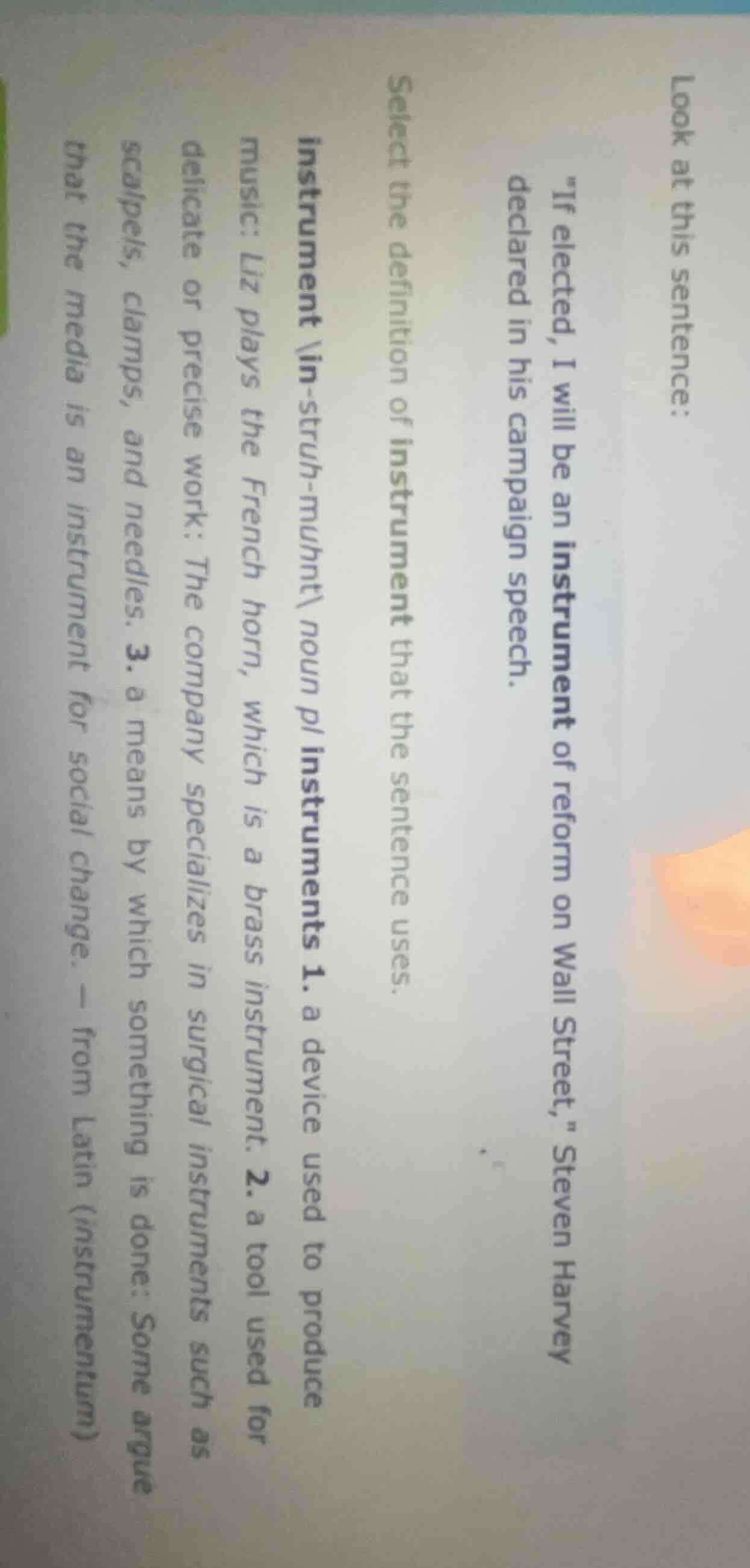 look at this sentence: \if elected, i will be an instrument of reform o…