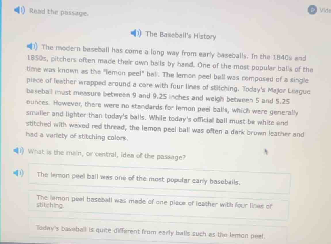 read the passage. the baseball’s history the modern baseball has come a…