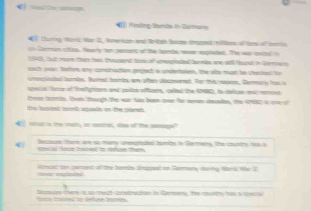 read the passage. finding bombs in germany during world war ii, america…