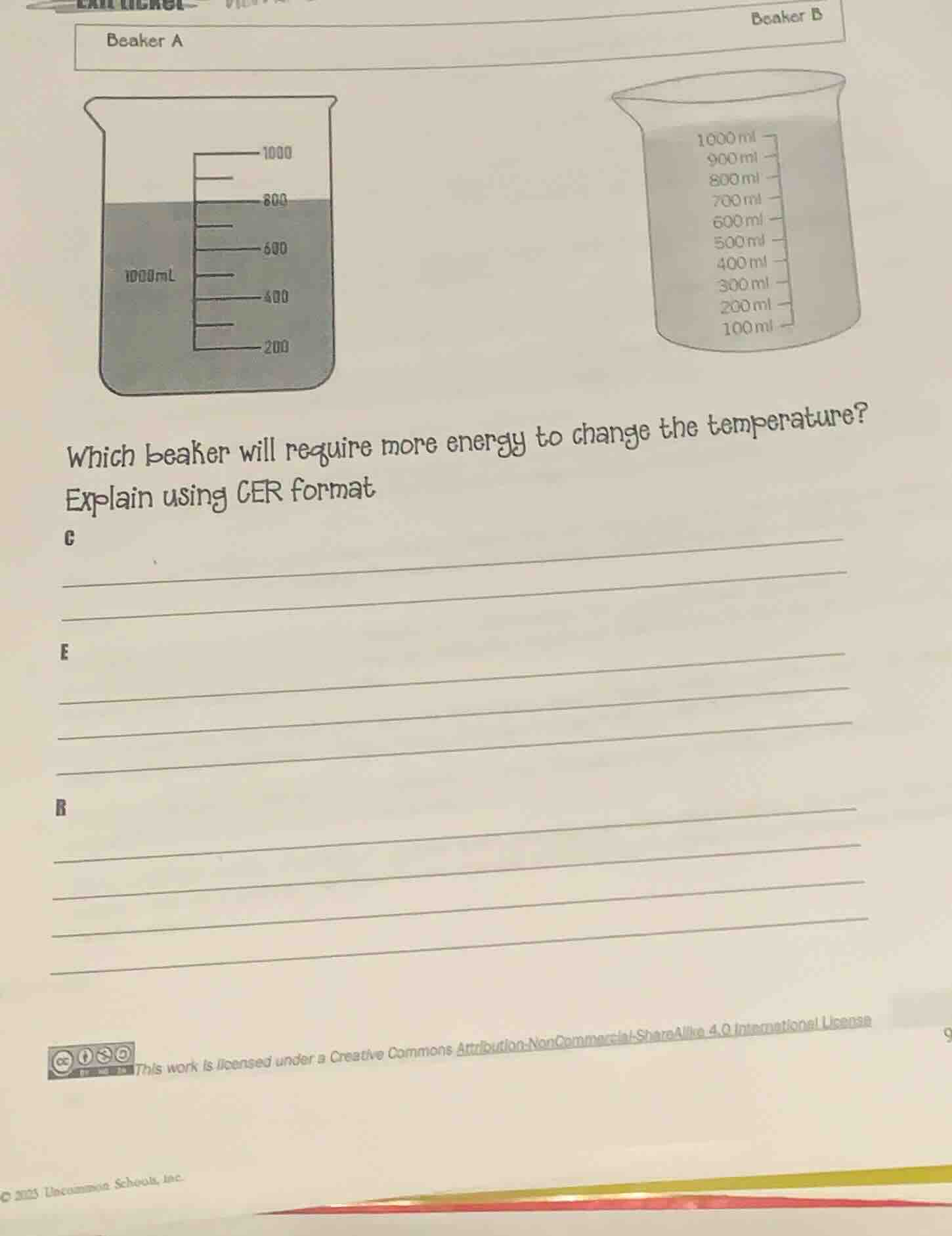 beaker a beaker b which beaker will require more energy to change the t…