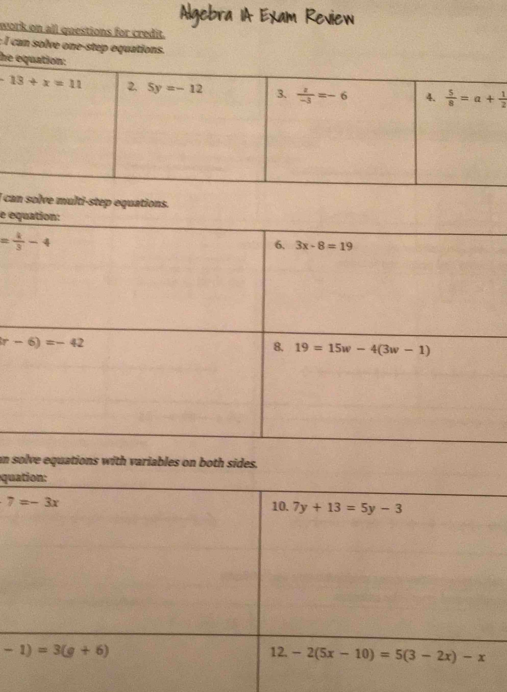 algebra ia exam review work on all questions for credit. i can solve on…