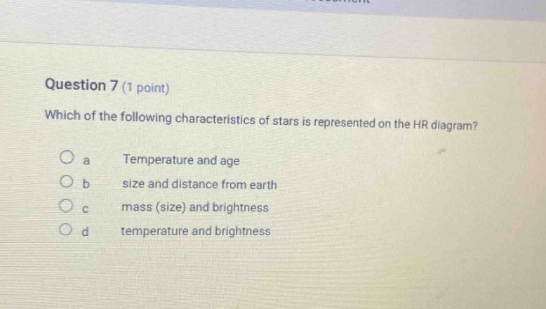 question 7 (1 point) which of the following characteristics of stars is…