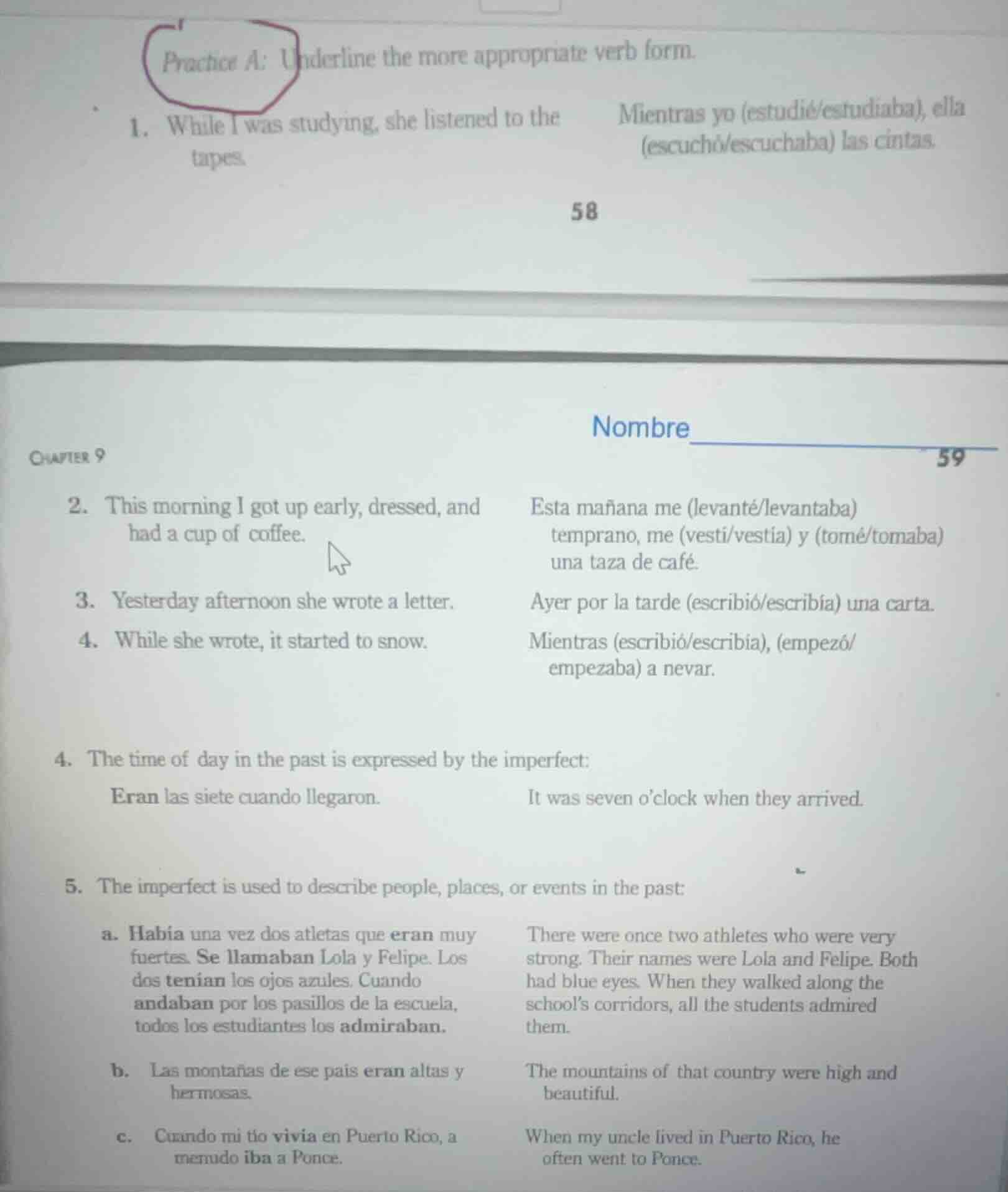 practice a: underline the more appropriate verb form. 1. while i was st…