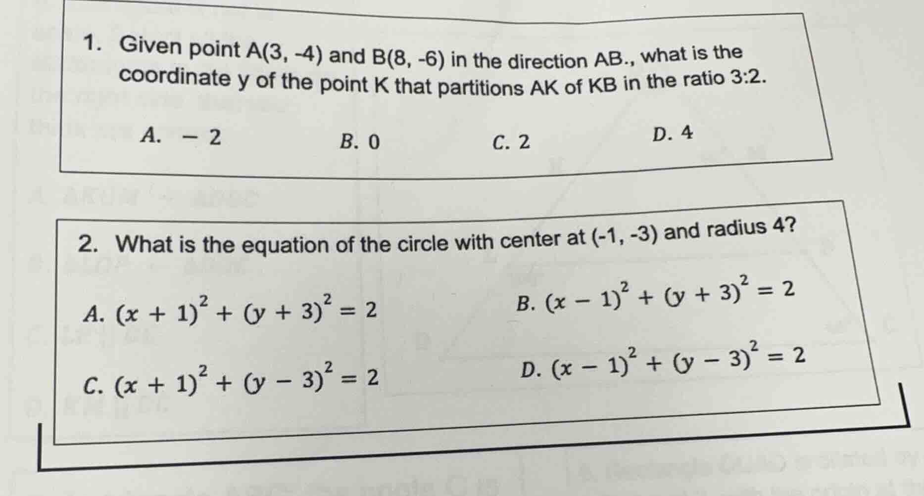1. given point a(3, -4) and b(8, -6) in the direction ab., what is the …