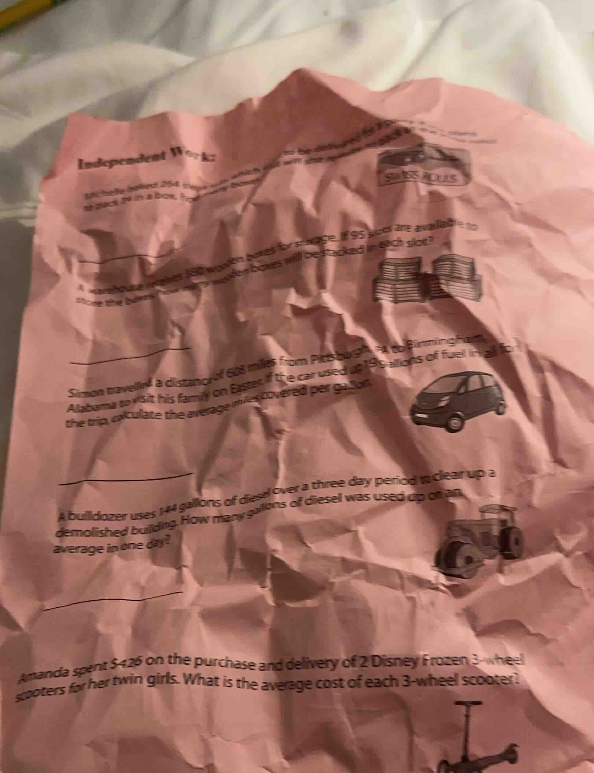 independent work: michelle baked 2054 super... no bag delivered 89... n…