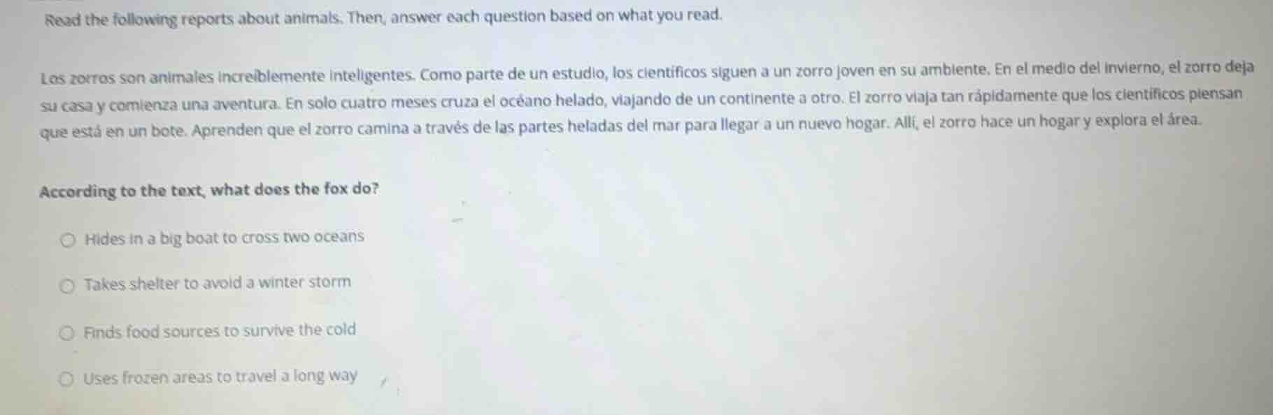 read the following reports about animals. then, answer each question ba…