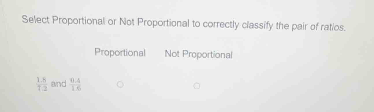 select proportional or not proportional to correctly classify the pair …