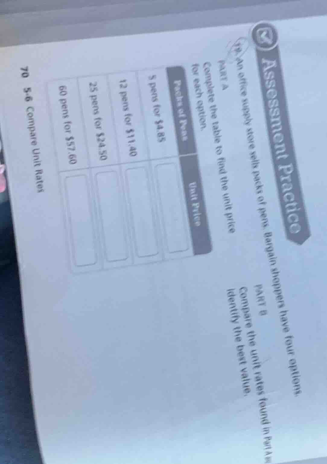 assessment practice 9. an office supply store sells packs of pens. barg…