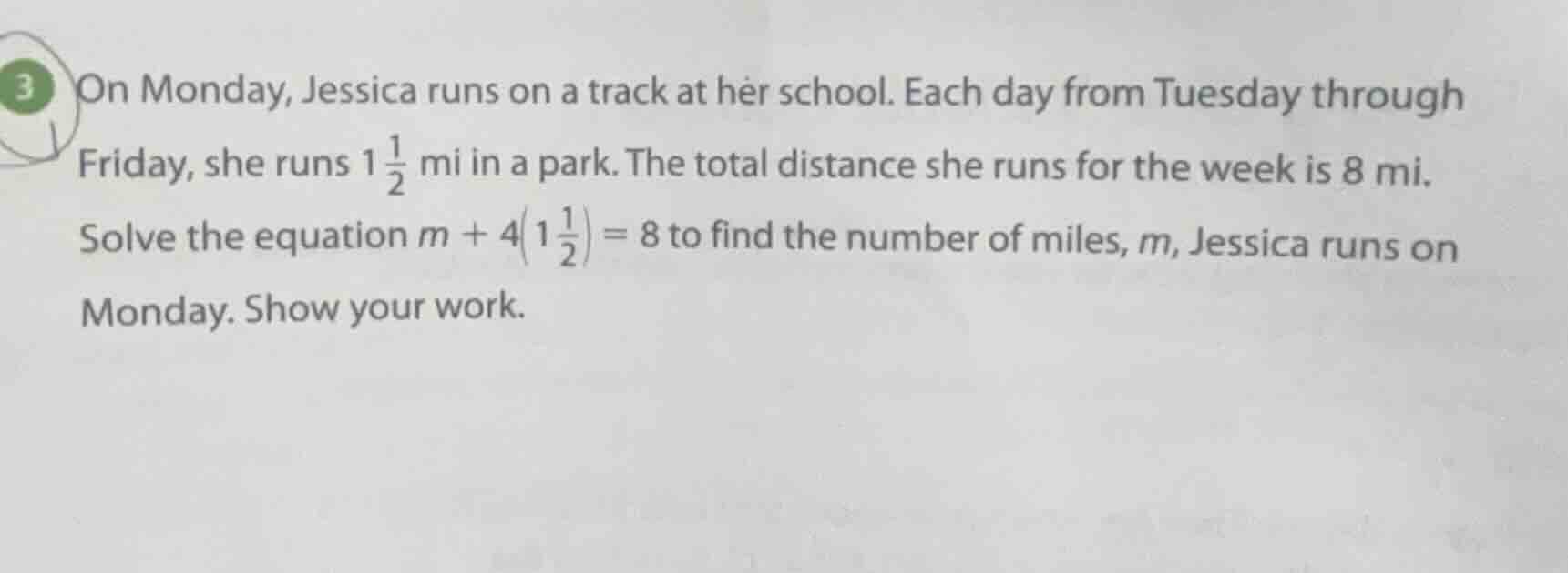 on monday, jessica runs on a track at her school. each day from tuesday…