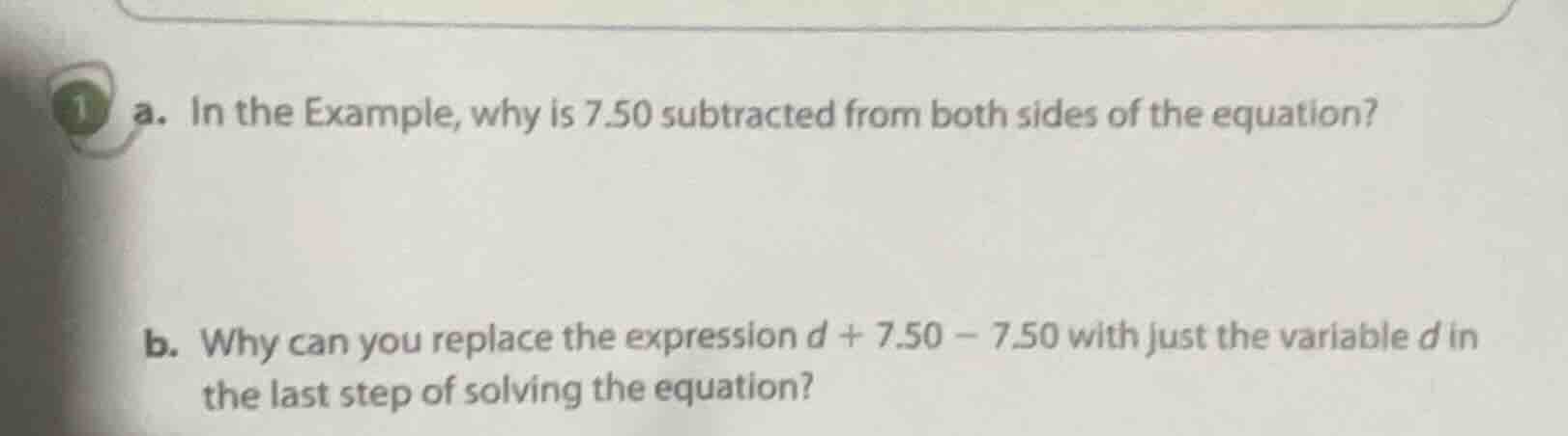 a. in the example, why is 7.50 subtracted from both sides of the equati…