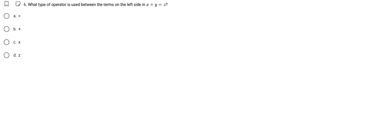 6. what type of operator is used between the terms on the left side in …