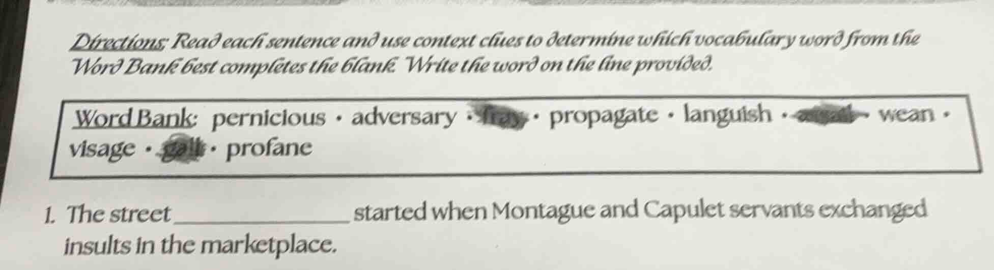 directions: read each sentence and use context clues to determine which…