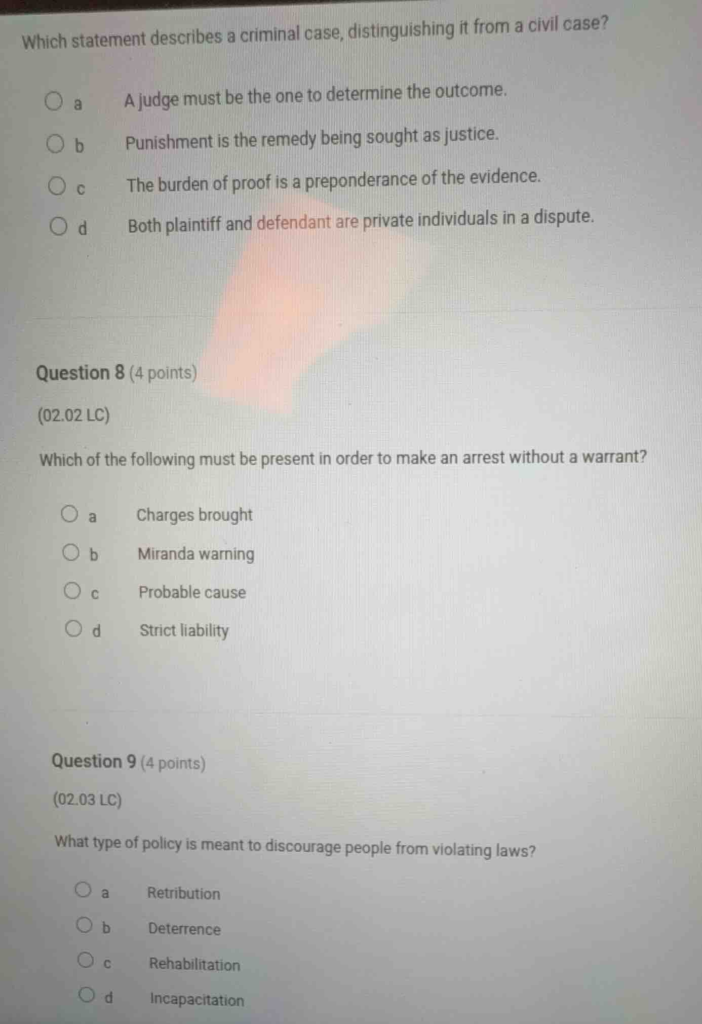 which statement describes a criminal case, distinguishing it from a civ…