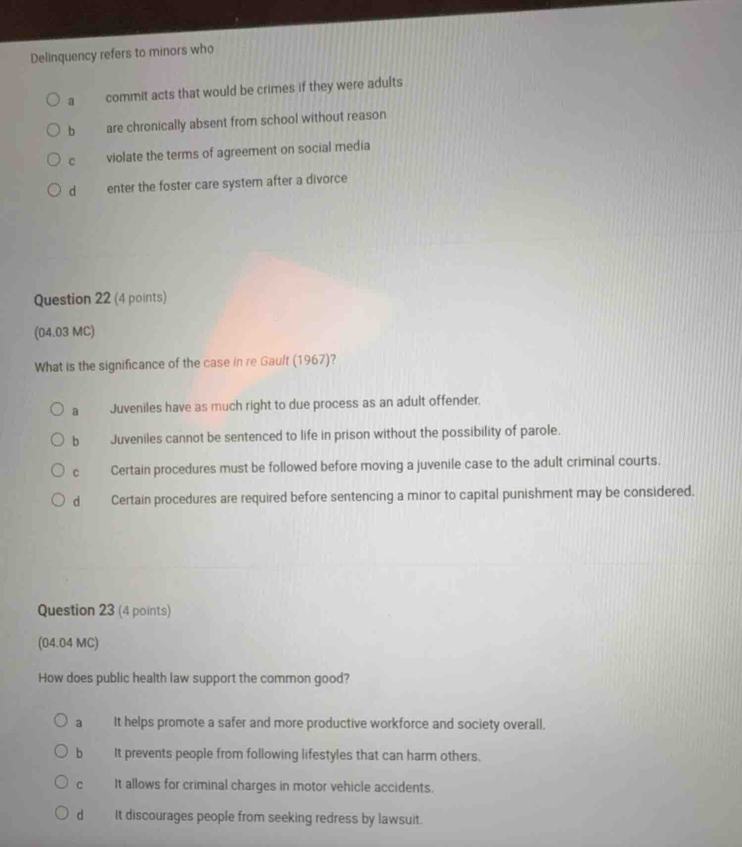 delinquency refers to minors who a commit acts that would be crimes if …