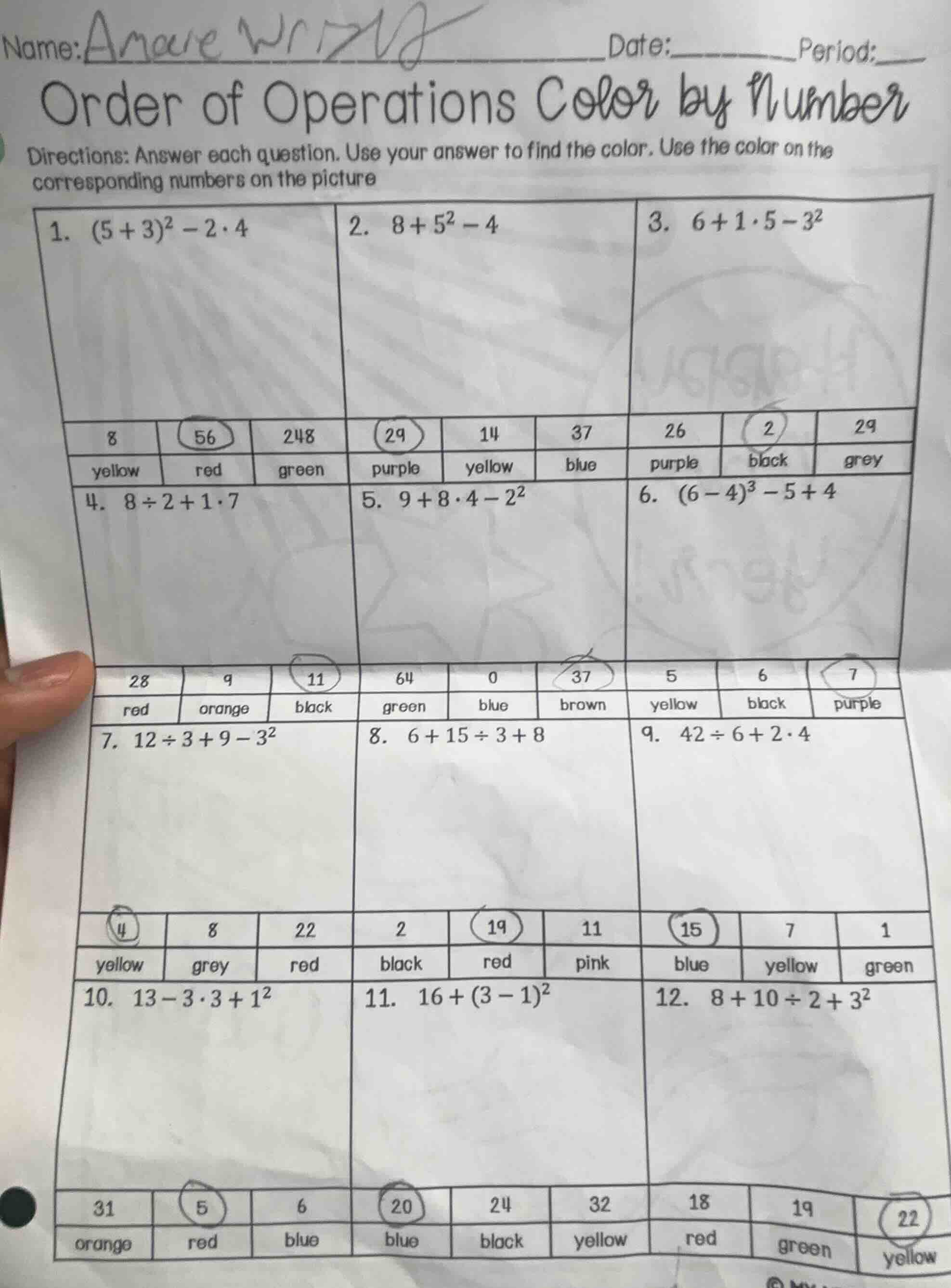 name:______ date:______ period:____ order of operations color by number…