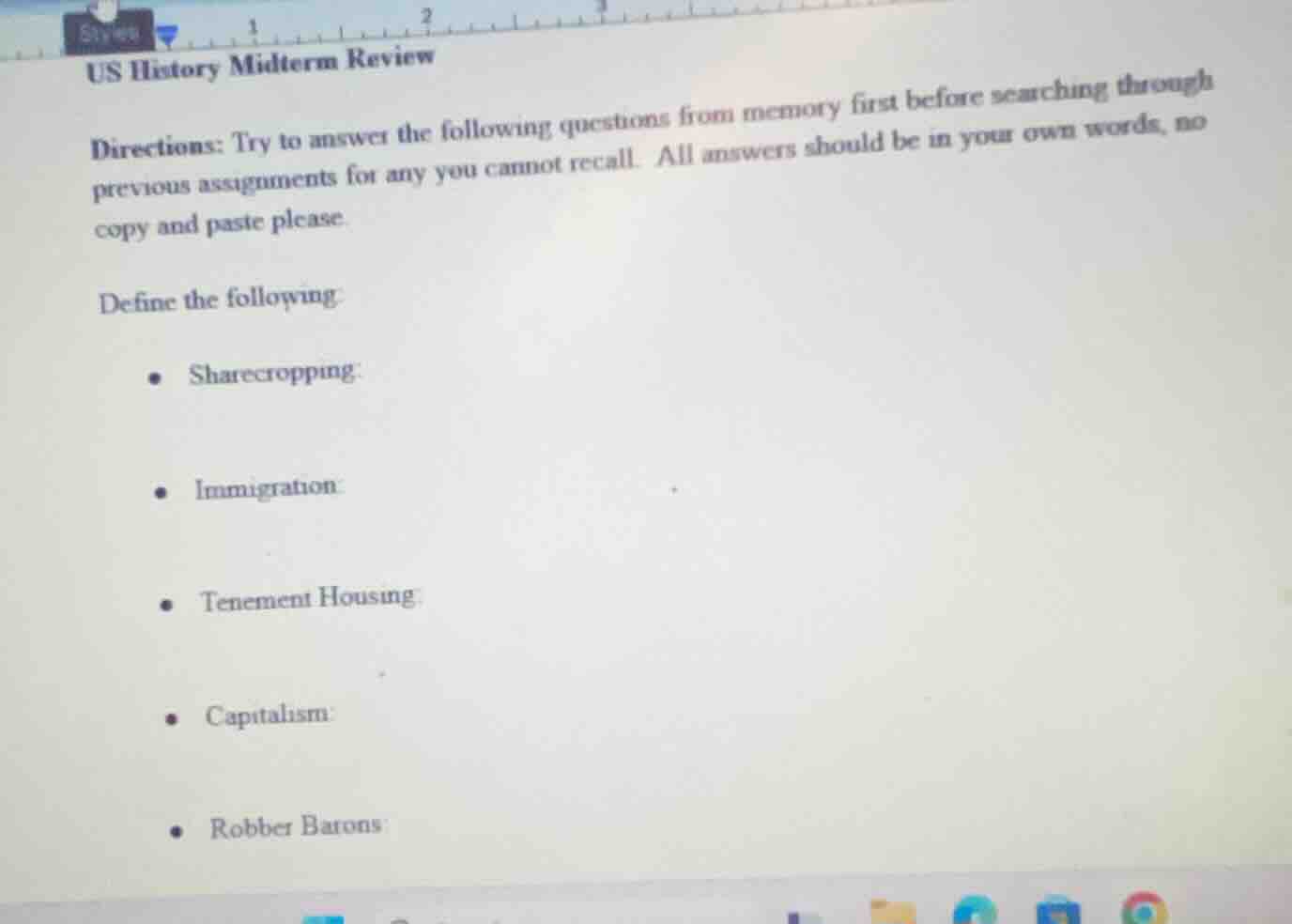 us history midterm review directions: try to answer the following quest…