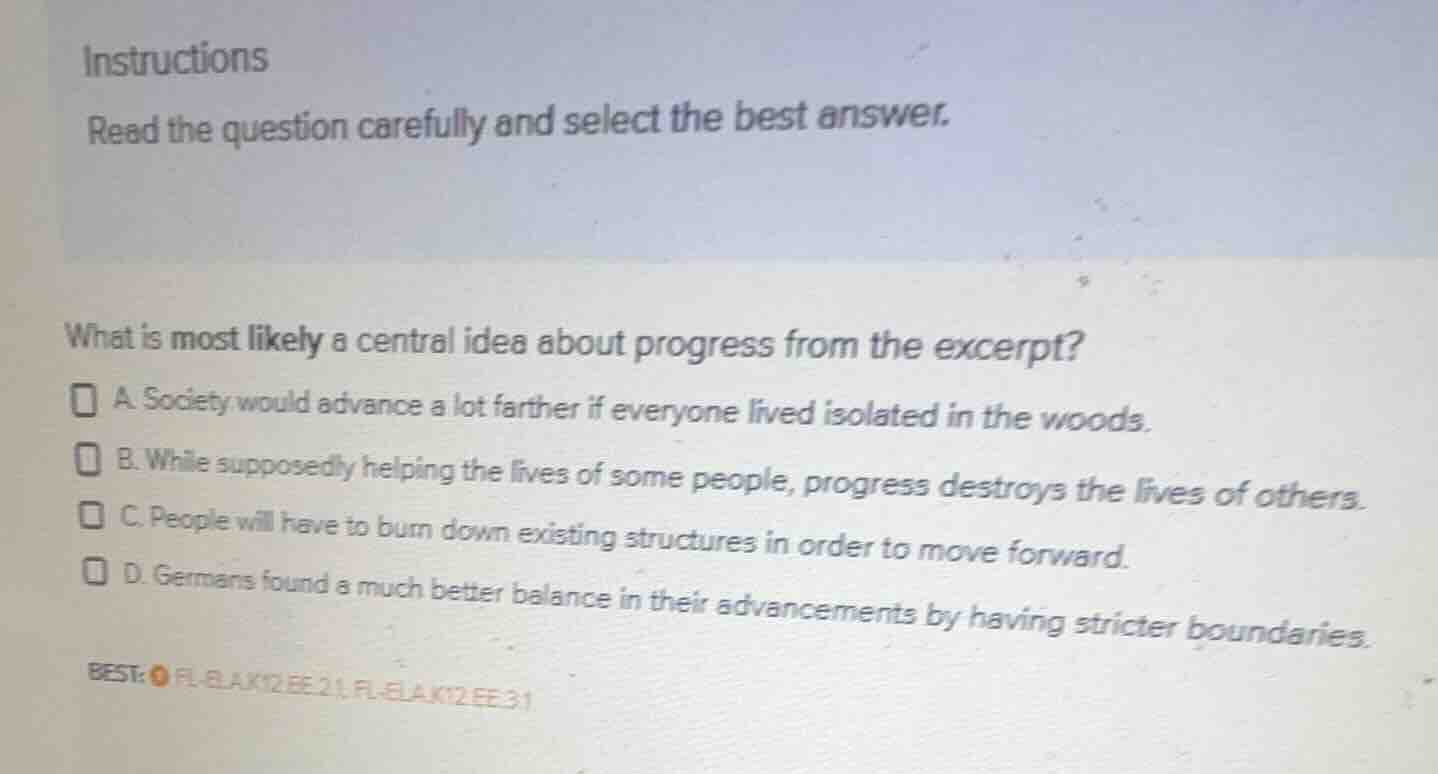instructions read the question carefully and select the best answer. wh…