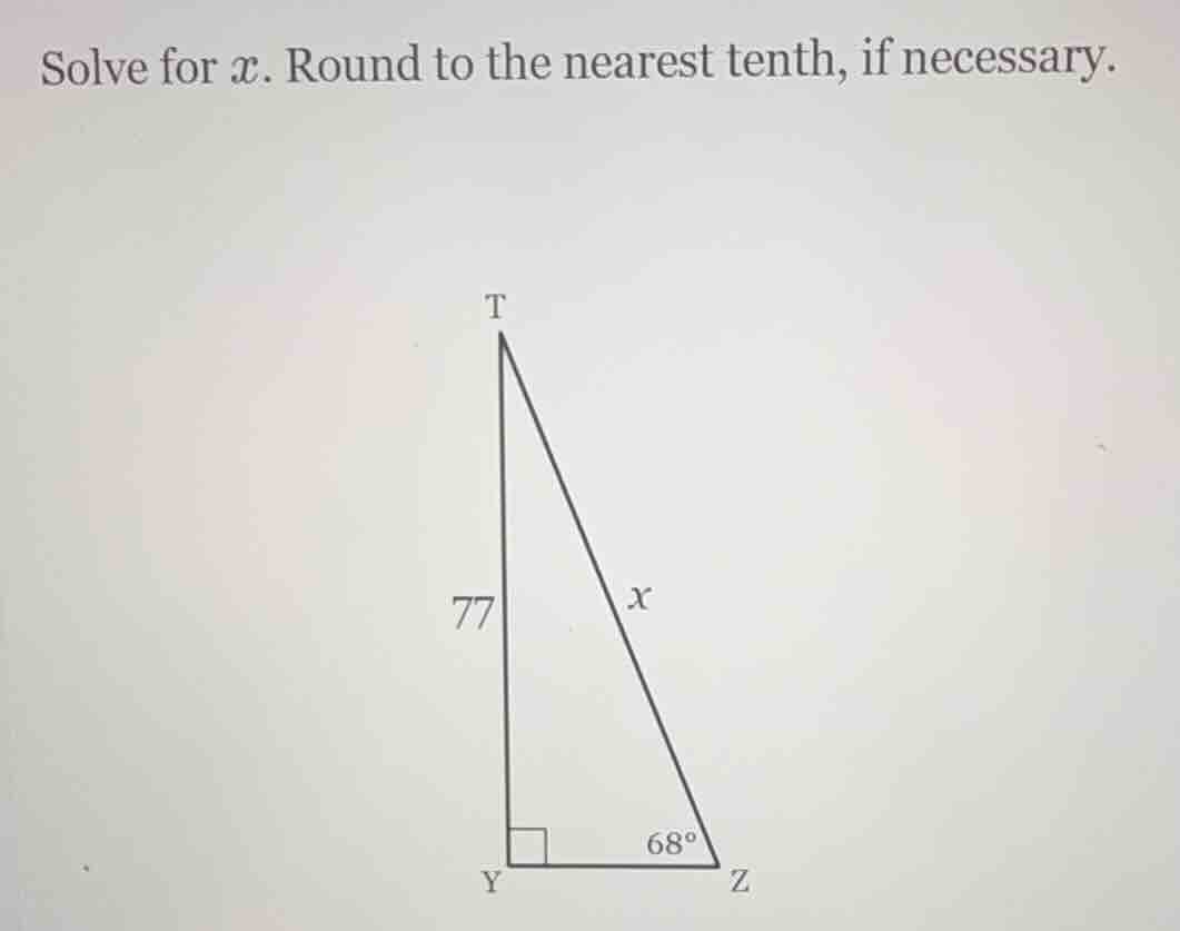 solve for $x$. round to the nearest tenth, if necessary. image of a rig…