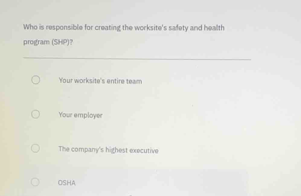 who is responsible for creating the worksites safety and health program…