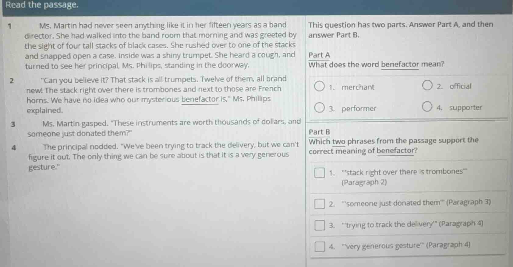 read the passage. 1 ms. martin had never seen anything like it in her f…