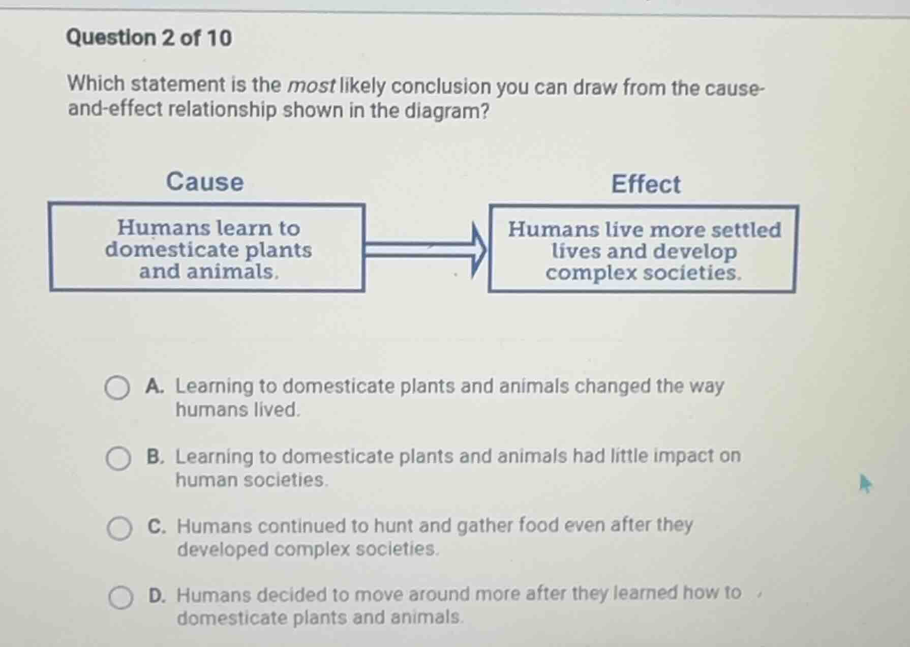 question 2 of 10 which statement is the most likely conclusion you can …