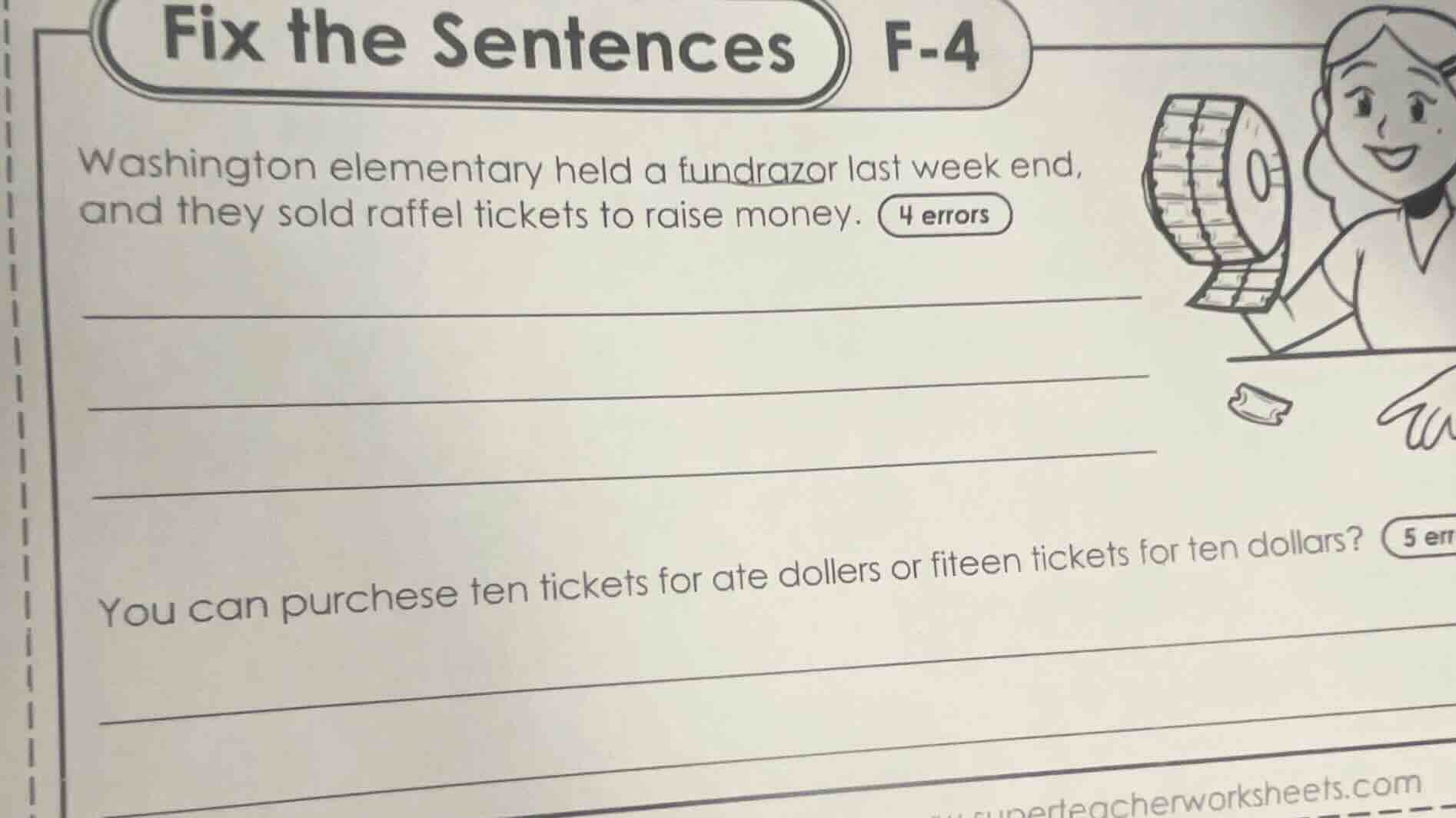 fix the sentences f-4 washington elementary held a fundrazor last week …