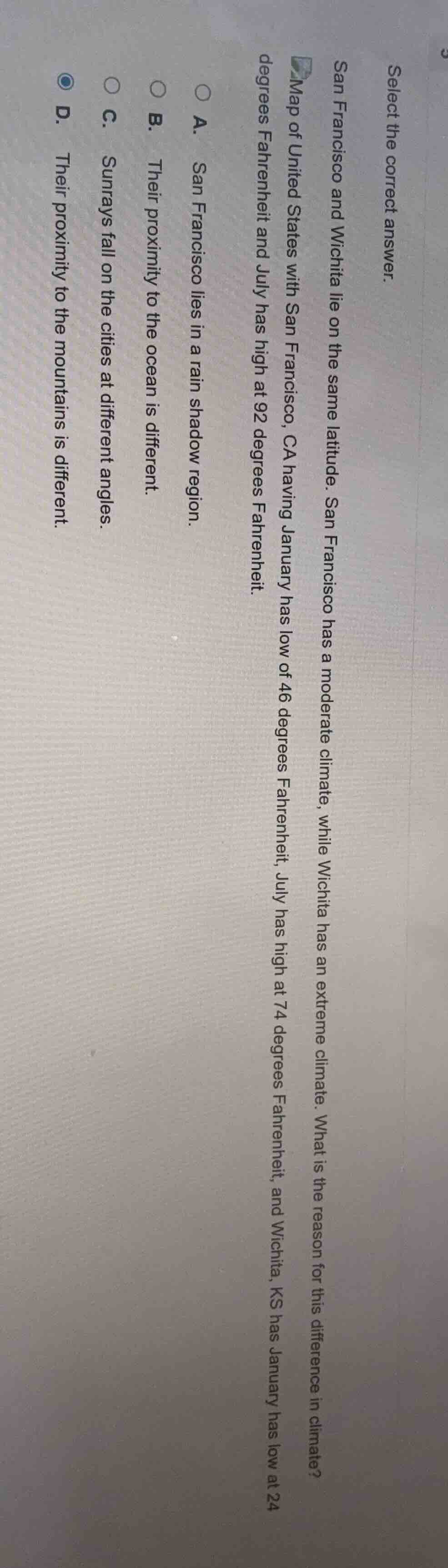 select the correct answer. san francisco and wichita lie on the same la…