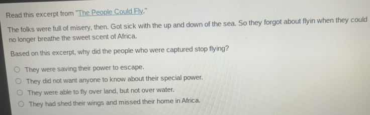 read this excerpt from the people could fly. the folks were full of mis…