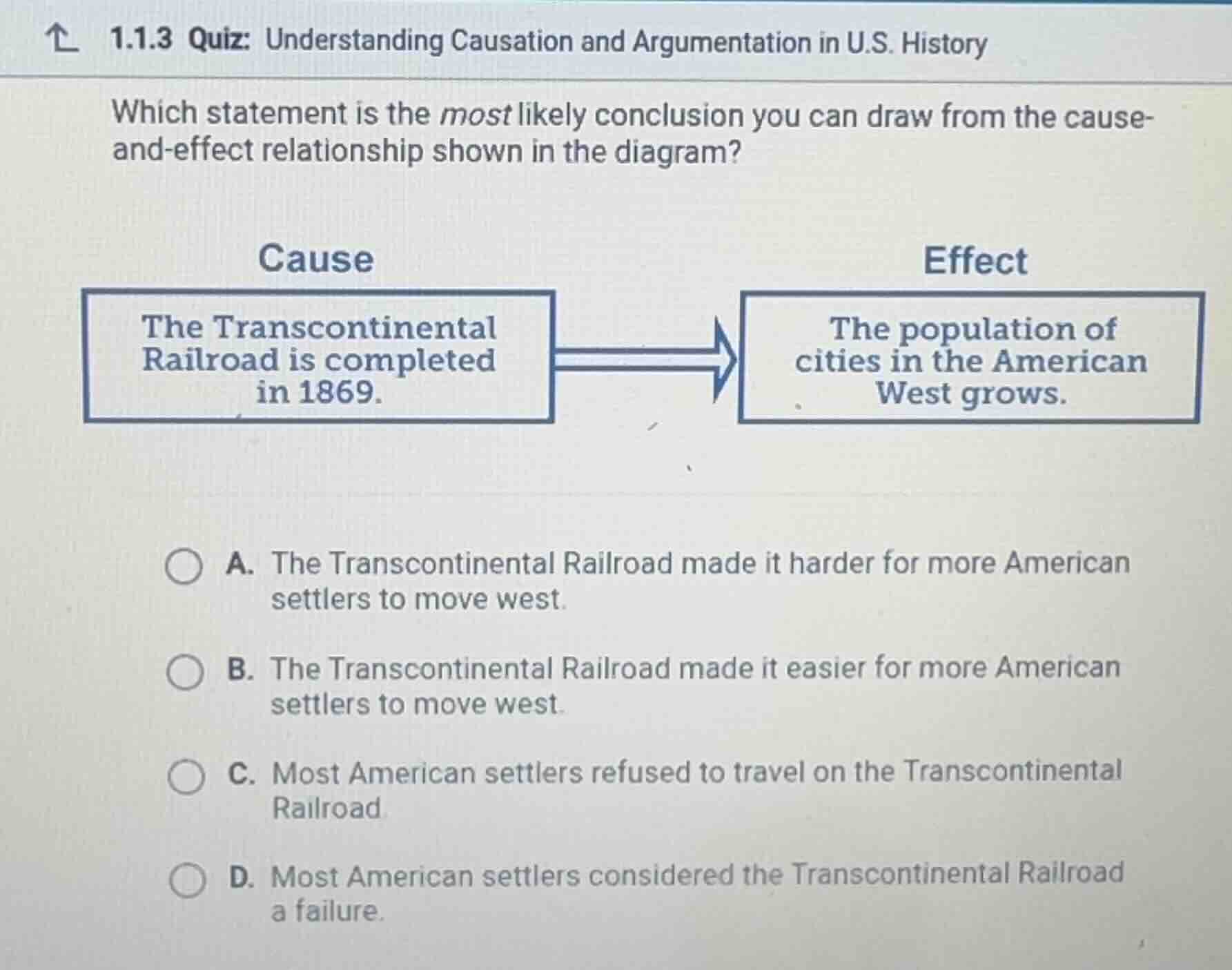 1.1.3 quiz: understanding causation and argumentation in u.s. history w…