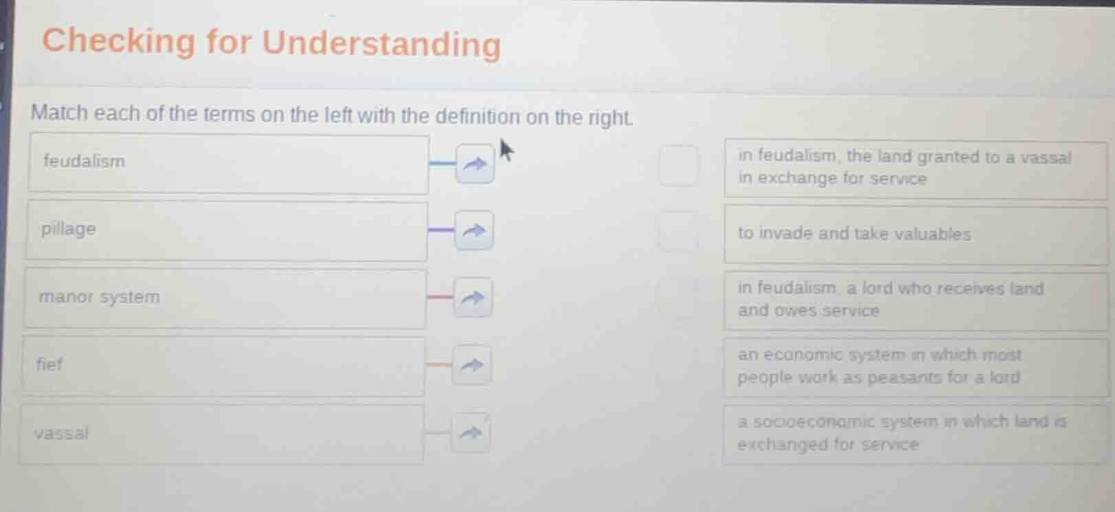 checking for understanding match each of the terms on the left with the…