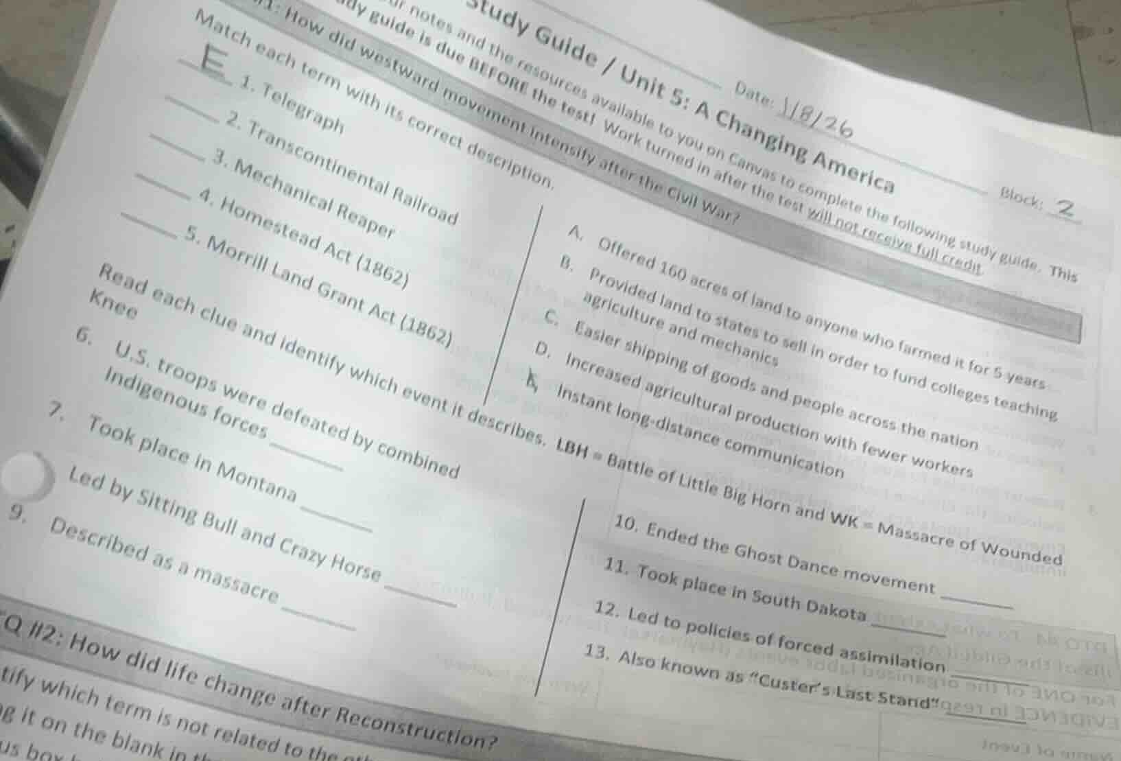 study guide / unit 5: a changing america date: 1/8/26 block: 2 our note…