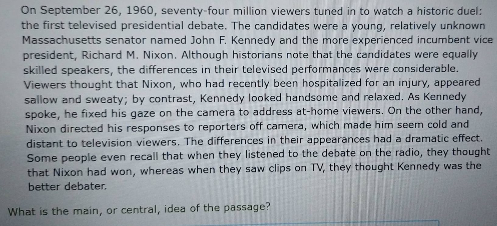 on september 26, 1960, seventy - four million viewers tuned in to watch…